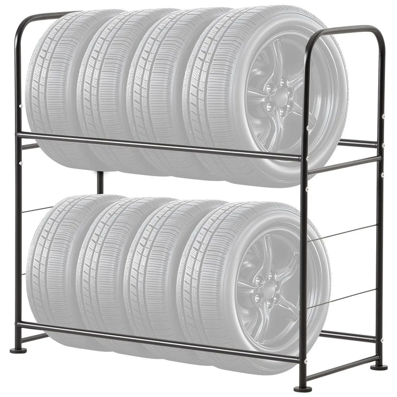 Riepu plaukts ar 2 plauktiem līdz 8 standarta riepām