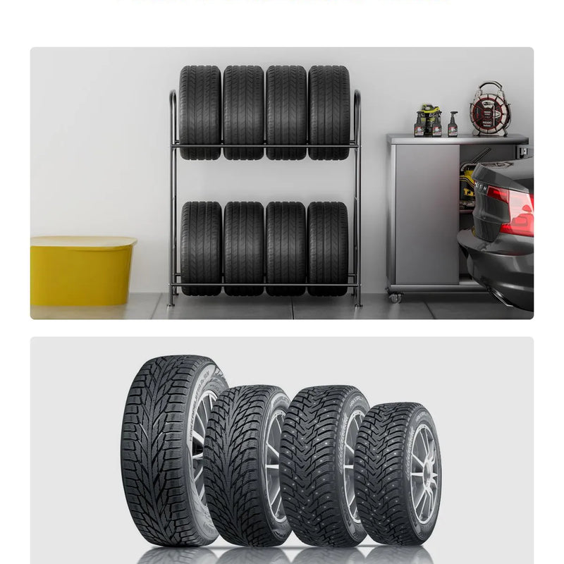 Riepu plaukts ar 2 plauktiem līdz 8 standarta riepām