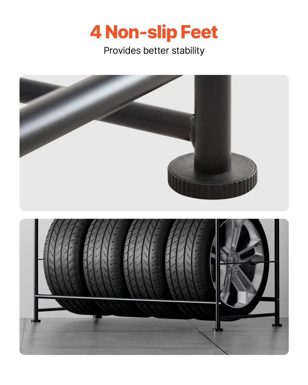 Tyre rack with 2 shelves for up to 8 standard tyres