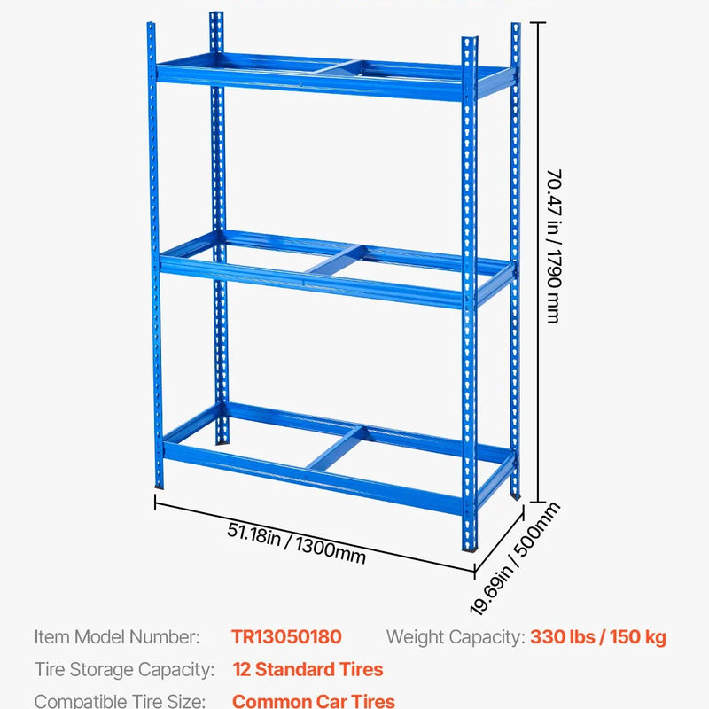 Riepu plaukts ar 2 plauktiem – ietilpība līdz 12 standarta riepām