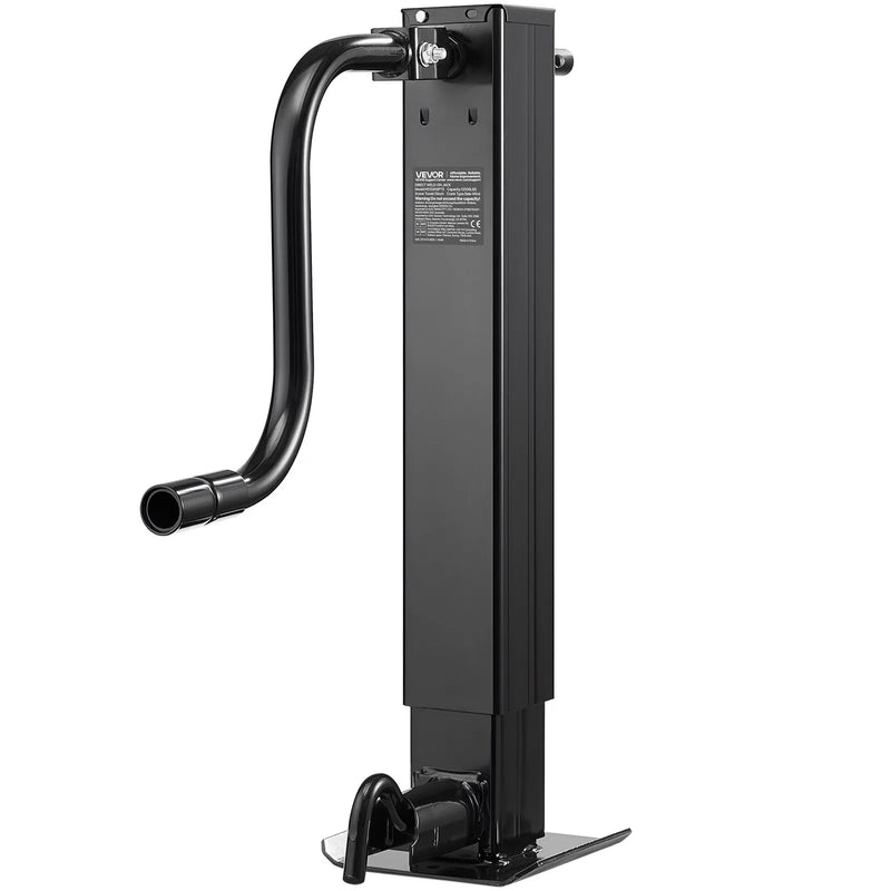 VEVOR smagas slodzes piekabes domkrats 5443 kg, sānu roktura kvadrātveida tiešai piekausēšanai paredzēts domkrats ar kloķa rokturi, regulējama nolaižama kāja, pacelšanas gājiens 674 mm kemperu, utilitāro un jahtu piekabēm