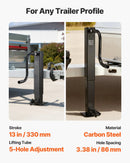 VEVOR smagas slodzes piekabes domkrats 5443 kg, sānu roktura kvadrātveida tiešai piekausēšanai paredzēts domkrats ar kloķa rokturi, regulējama nolaižama kāja, pacelšanas gājiens 674 mm kemperu, utilitāro un jahtu piekabēm