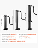 VEVOR smagas slodzes piekabes domkrats 5443 kg, sānu roktura kvadrātveida tiešai piekausēšanai paredzēts domkrats ar kloķa rokturi, regulējama nolaižama kāja, pacelšanas gājiens 674 mm kemperu, utilitāro un jahtu piekabēm