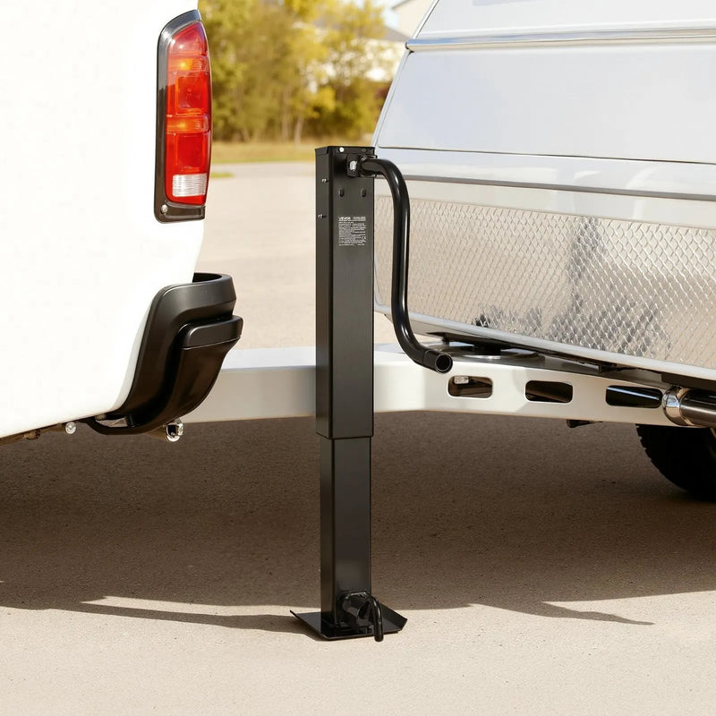 VEVOR smagas slodzes piekabes domkrats 5443 kg, sānu roktura kvadrātveida tiešai piekausēšanai paredzēts domkrats ar kloķa rokturi, regulējama nolaižama kāja, pacelšanas gājiens 674 mm kemperu, utilitāro un jahtu piekabēm