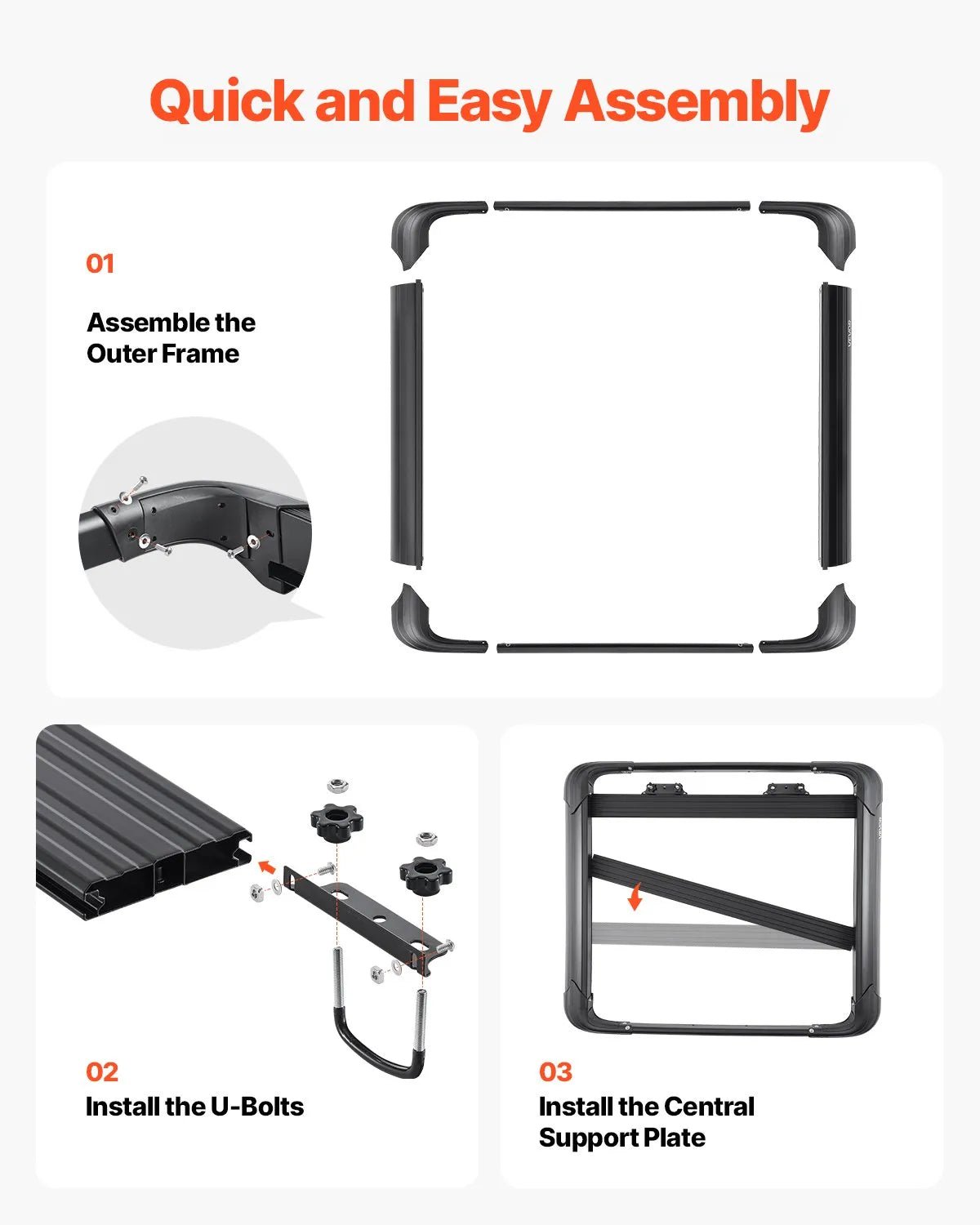 VEVOR jumta bagāžnieka grozs 1219 × 1016 × 142 mm, universāls auto jumta bagāžas turētājs no pretrūsas leģētā tērauda ar vēja deflektoru un 104 mm augstām malām, slodze līdz 68 kg, piemērots SUV un vieglajām automašīnām - ZEMLETES.LV