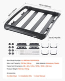 VEVOR jumta bagāžnieka grozs 1219 × 1016 × 142 mm, universāls auto jumta bagāžas turētājs no pretrūsas leģētā tērauda ar vēja deflektoru un 104 mm augstām malām, slodze līdz 68 kg, piemērots SUV un vieglajām automašīnām - ZEMLETES.LV