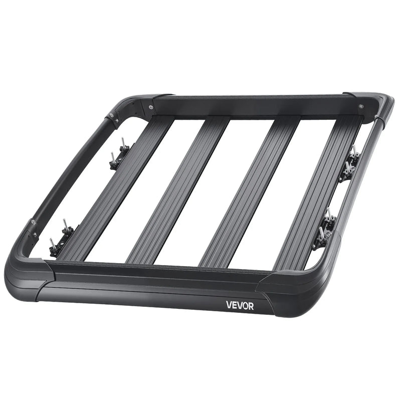 VEVOR jumta bagāžnieka grozs 1219 × 1016 × 142 mm, universāls auto jumta bagāžas turētājs no pretrūsas leģētā tērauda ar vēja deflektoru un 104 mm augstām malām, slodze līdz 68 kg, piemērots SUV un vieglajām automašīnām - ZEMLETES.LV