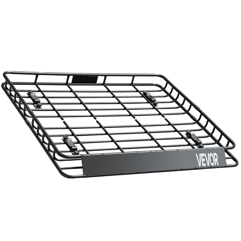 VEVOR jumta bagāžnieka grozs 1092 × 1270 × 104 mm, universāls auto jumta bagāžas turētājs no pretrūsas leģētā tērauda ar vēja deflektoru un 104 mm augstām malām, slodze līdz 68 kg, piemērots SUV un vieglajām automašīnām - ZEMLETES.LV