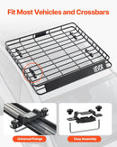 VEVOR jumta bagāžnieka grozs 1092 × 1270 × 104 mm, universāls auto jumta bagāžas turētājs no pretrūsas leģētā tērauda ar vēja deflektoru un 104 mm augstām malām, slodze līdz 68 kg, piemērots SUV un vieglajām automašīnām - ZEMLETES.LV