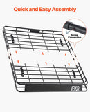 VEVOR jumta bagāžnieka grozs 1092 × 1270 × 104 mm, universāls auto jumta bagāžas turētājs no pretrūsas leģētā tērauda ar vēja deflektoru un 104 mm augstām malām, slodze līdz 68 kg, piemērots SUV un vieglajām automašīnām - ZEMLETES.LV
