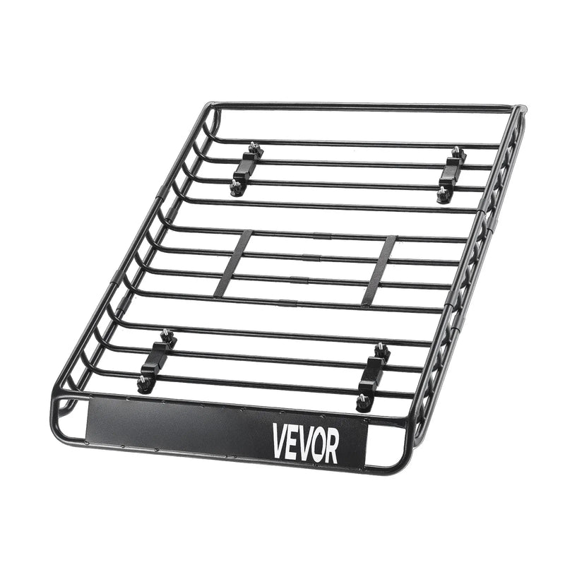 VEVOR jumta bagāžnieka grozs 1295 × 914 × 104 mm ar 1120 × 870 × 260 mm kravas somu, universāls auto jumta bagāžas turētājs ar tīklu un spriegošanas siksnām, slodze līdz 90,7 kg, piemērots SUV, kravas un vieglajām automašīnām