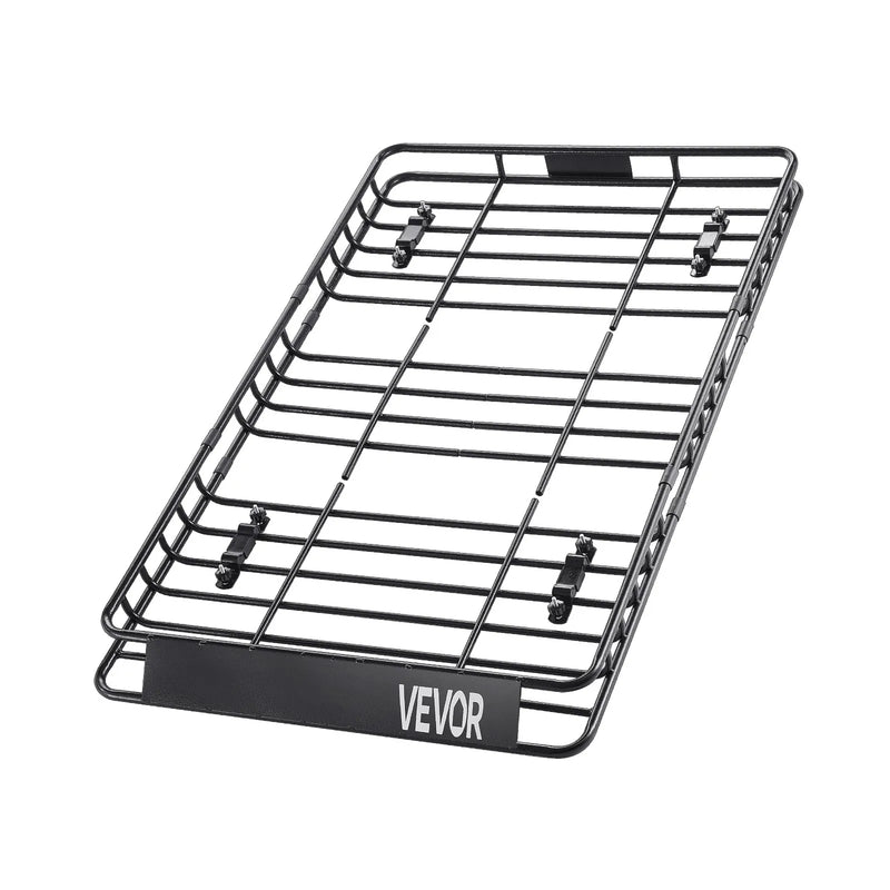 VEVOR jumta bagāžnieka grozs 1626 × 991 × 104 mm ar 1120 × 870 × 260 mm kravas somu, universāls auto jumta bagāžas turētājs ar tīklu un spriegošanas siksnām, slodze līdz 113,4 kg, piemērots SUV, kravas un vieglajām automašīnām - ZEMLETES.LV