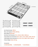 VEVOR jumta bagāžnieka grozs 1626 × 1270 × 104 mm ar diviem 900 × 1000 mm kravas tīkliem, universāls auto jumta bagāžas turētājs no pretrūsas leģētā tērauda ar 104 mm augstām malām, slodze līdz 68 kg, piemērots SUV, kravas un vieglajām automašīnām - ZEMLETES.LV