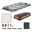 VEVOR jumta bagāžnieka grozs 2134 × 991 × 104 mm ar kravas somu, tīklu un spriegošanas siksnām, universāls auto jumta bagāžas turētājs, slodze līdz 113,4 kg, piemērots SUV, kravas un vieglajām automašīnām - ZEMLETES.LV
