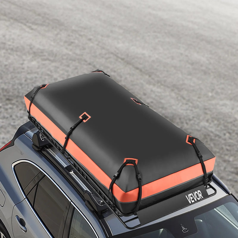 VEVOR jumta bagāžnieka grozs 2134 × 991 × 104 mm ar kravas somu, tīklu un spriegošanas siksnām, universāls auto jumta bagāžas turētājs, slodze līdz 113,4 kg, piemērots SUV, kravas un vieglajām automašīnām - ZEMLETES.LV
