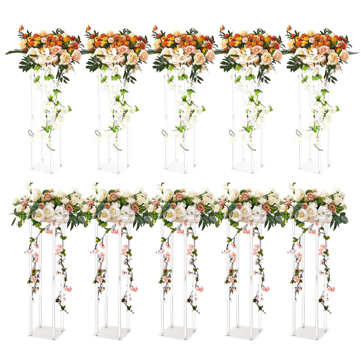 VEVOR 10 pcs Wedding Flower Stands 60 cm with Acrylic Finish, Geometric Stands, Flower Display