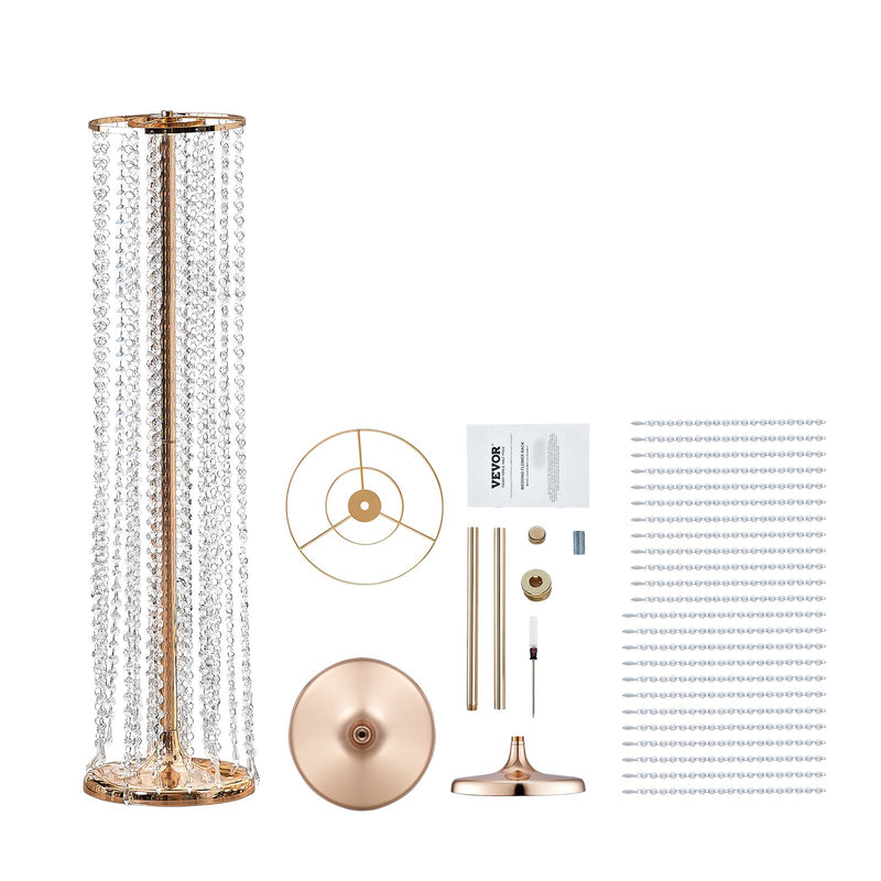 VEVOR 4 gab. 90 cm augsti kristāla ziedu stendi, zelta metāla vāzes, ideāli piemēroti kāzām un ballītēm