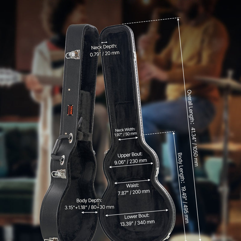 VEVOR elektriskās ģitāras cietais koferis, 105 cm, ar slēdzeni un atslēgu, piemērots Les Paul ģitārām