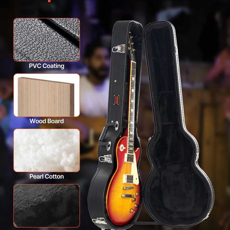 VEVOR elektriskās ģitāras cietais koferis, 105 cm, ar slēdzeni un atslēgu, piemērots Les Paul ģitārām