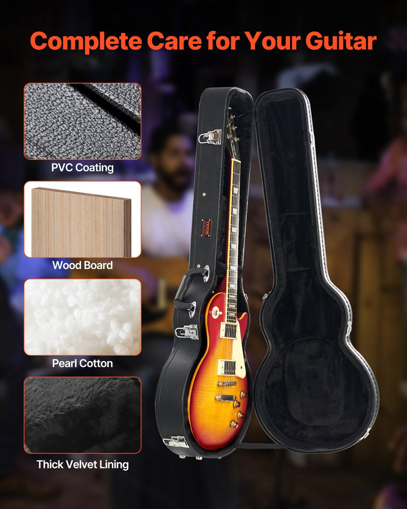 VEVOR elektriskās ģitāras cietais koferis, 105 cm, ar slēdzeni un atslēgu, piemērots Les Paul ģitārām