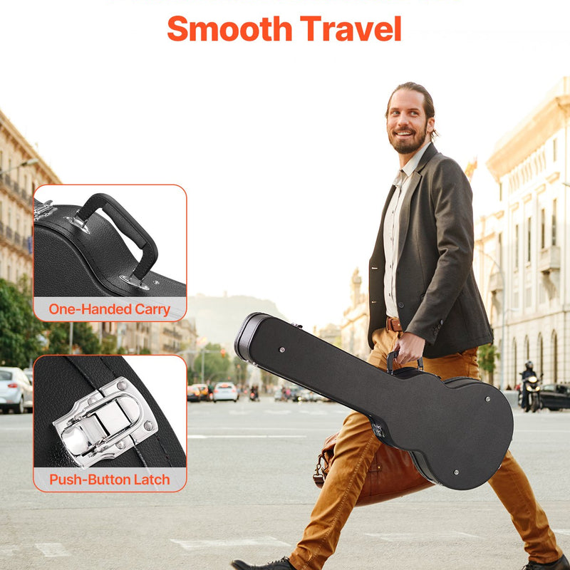 VEVOR elektriskās ģitāras cietais koferis, 105 cm, ar slēdzeni un atslēgu, piemērots Les Paul ģitārām