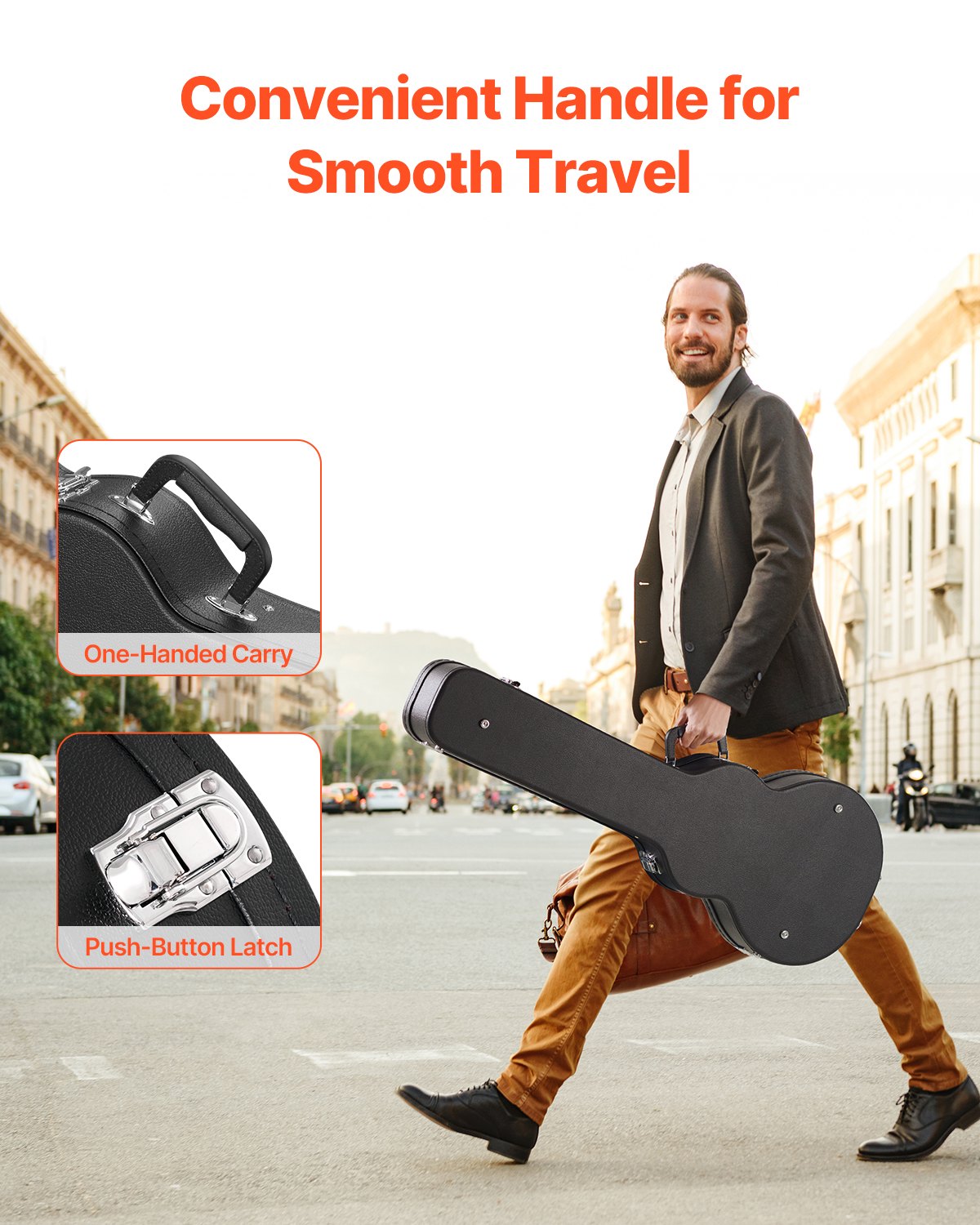 VEVOR elektriskās ģitāras cietais futrālis 105 cm ar slēdzeni un atslēgu, Les Paul tipa ģitārām