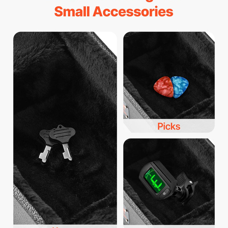 VEVOR elektriskās ģitāras cietais koferis, 105 cm, ar slēdzeni un atslēgu, piemērots Les Paul ģitārām