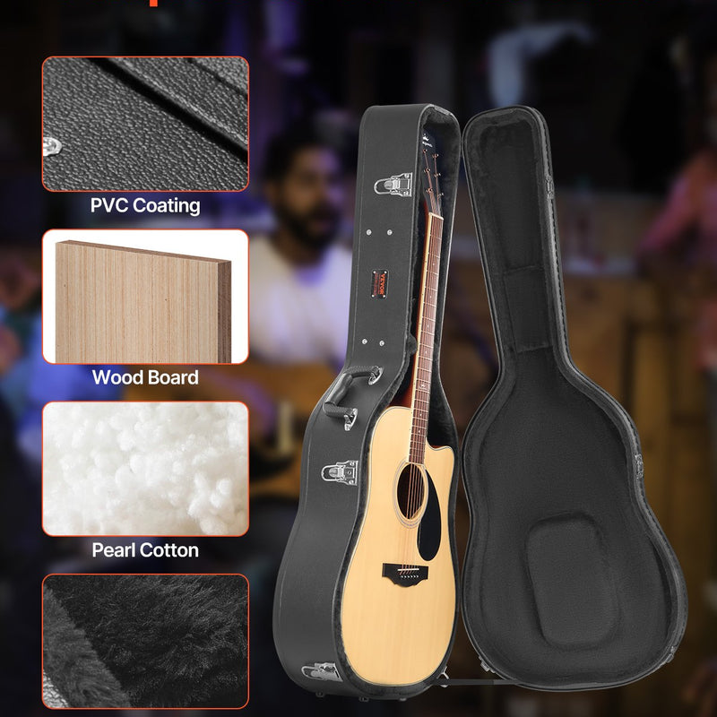 VEVOR akustiskās ģitāras cietais koferis, 110 cm, ar slēdzeni un atslēgām, piemērots akustiskajai ģitārai
