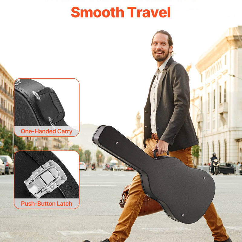 VEVOR akustiskās ģitāras cietais koferis, 110 cm, ar slēdzeni un atslēgām, piemērots akustiskajai ģitārai