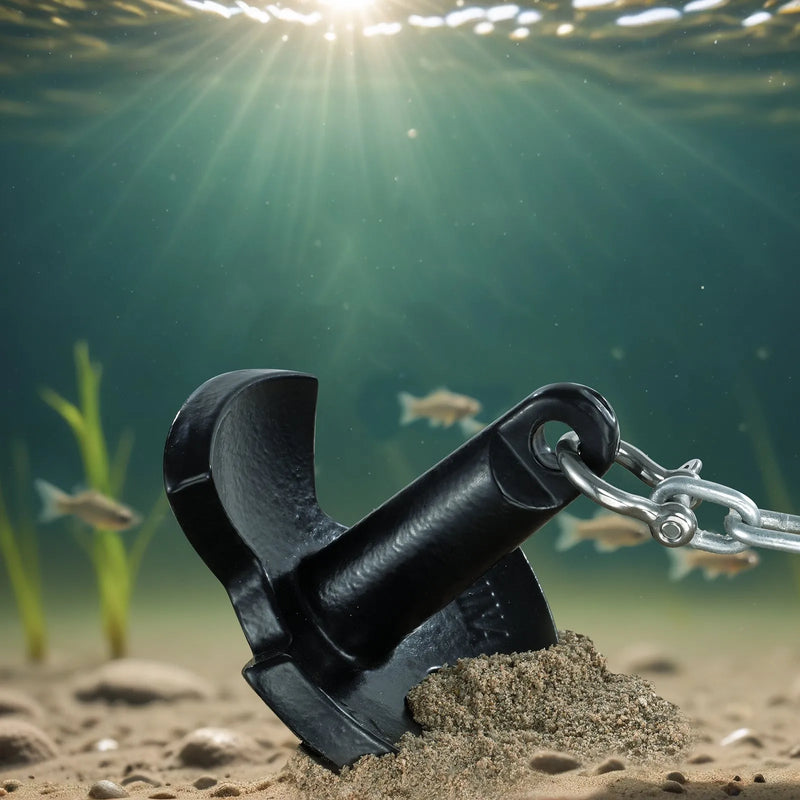 Enkurs 5,4 kg laivām, čuguna, ar melnu vinila pārklājumu un skavu