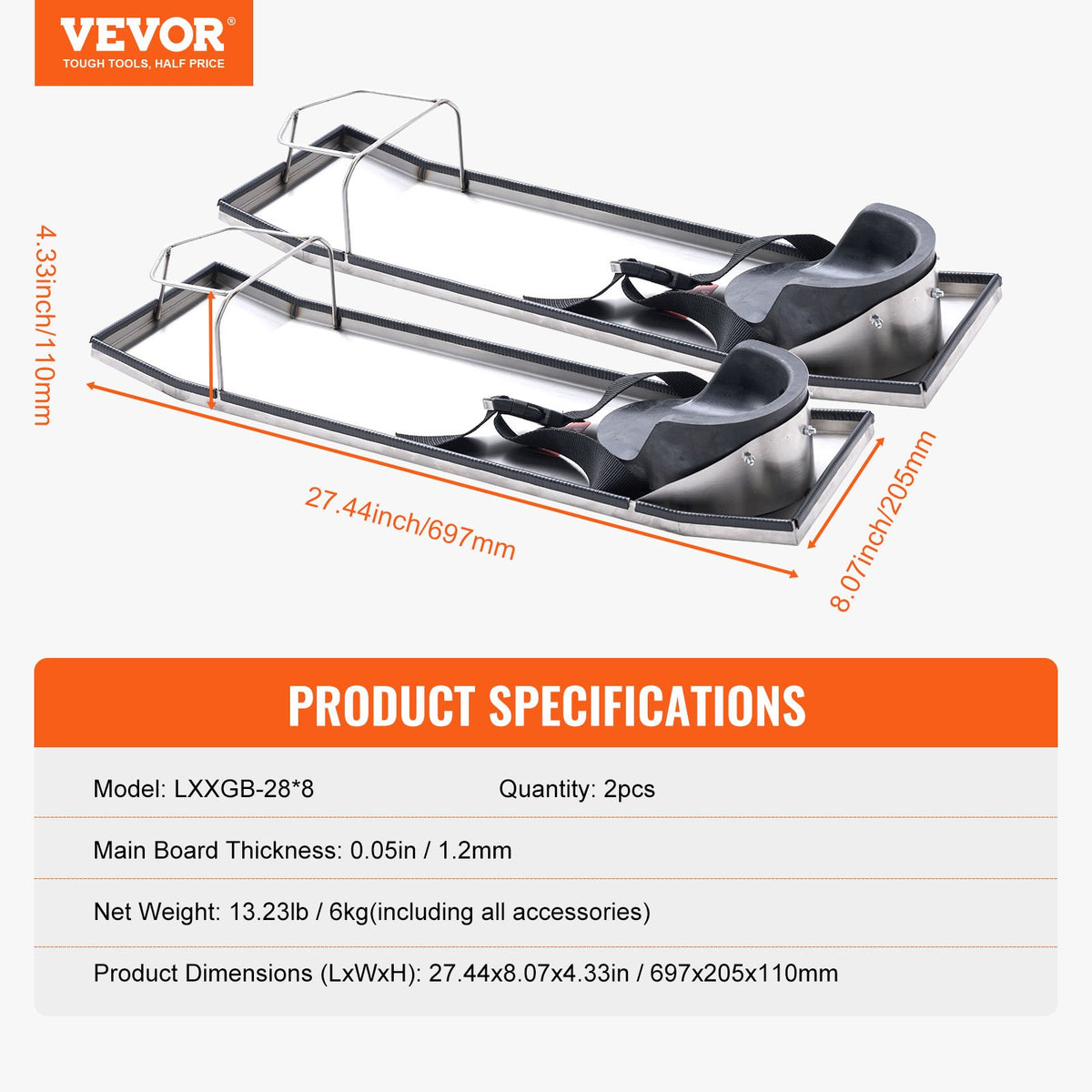 VEVOR 70 x 20 cm Stainless Steel Edge Guards with Fastening Straps for Concrete and Cement Finishing Work