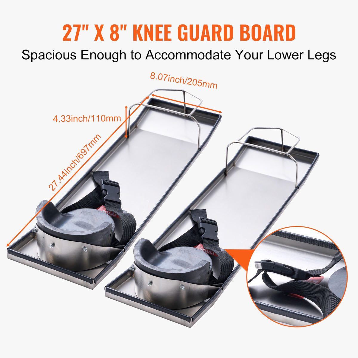 VEVOR 70 × 20 cm Stainless Steel Edge Guards with Fastening Straps for Concrete and Cement Finishing Work