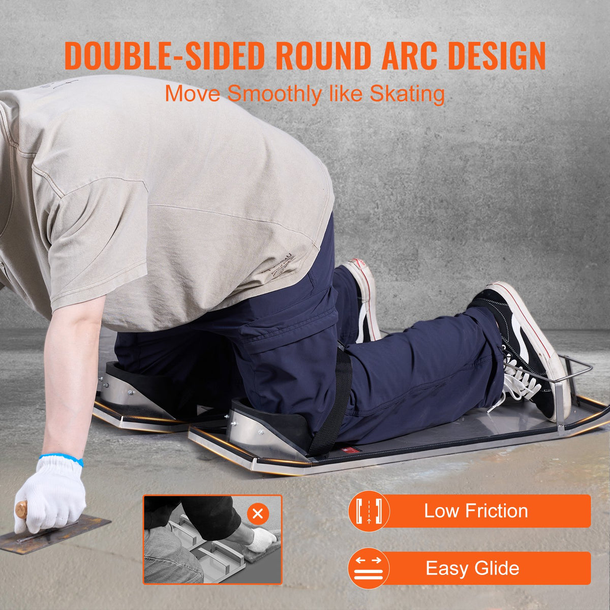 VEVOR 76.2 × 25.4 cm Stainless Steel Knee Kickers with Fastening Straps for Concrete and Cement Finishing Work