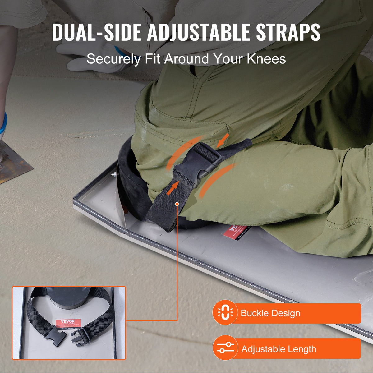 VEVOR 76.2 × 25.4 cm Stainless Steel Knee Kickers with Fastening Straps for Concrete and Cement Finishing Work