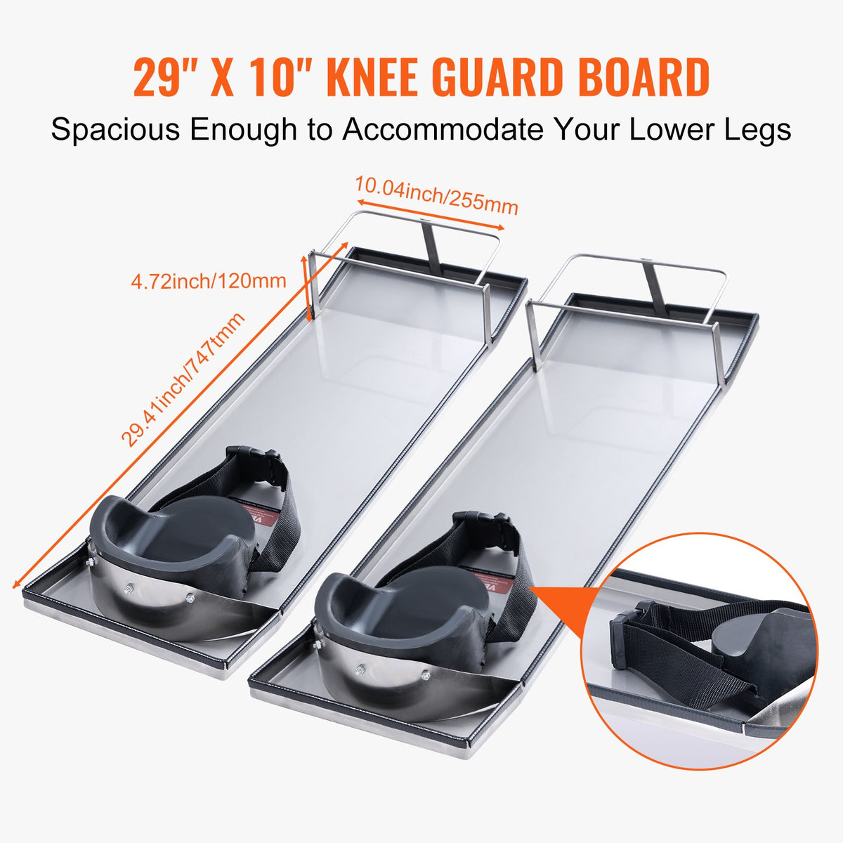VEVOR 76.2 × 25.4 cm Stainless Steel Knee Kickers with Fastening Straps for Concrete and Cement Finishing Work
