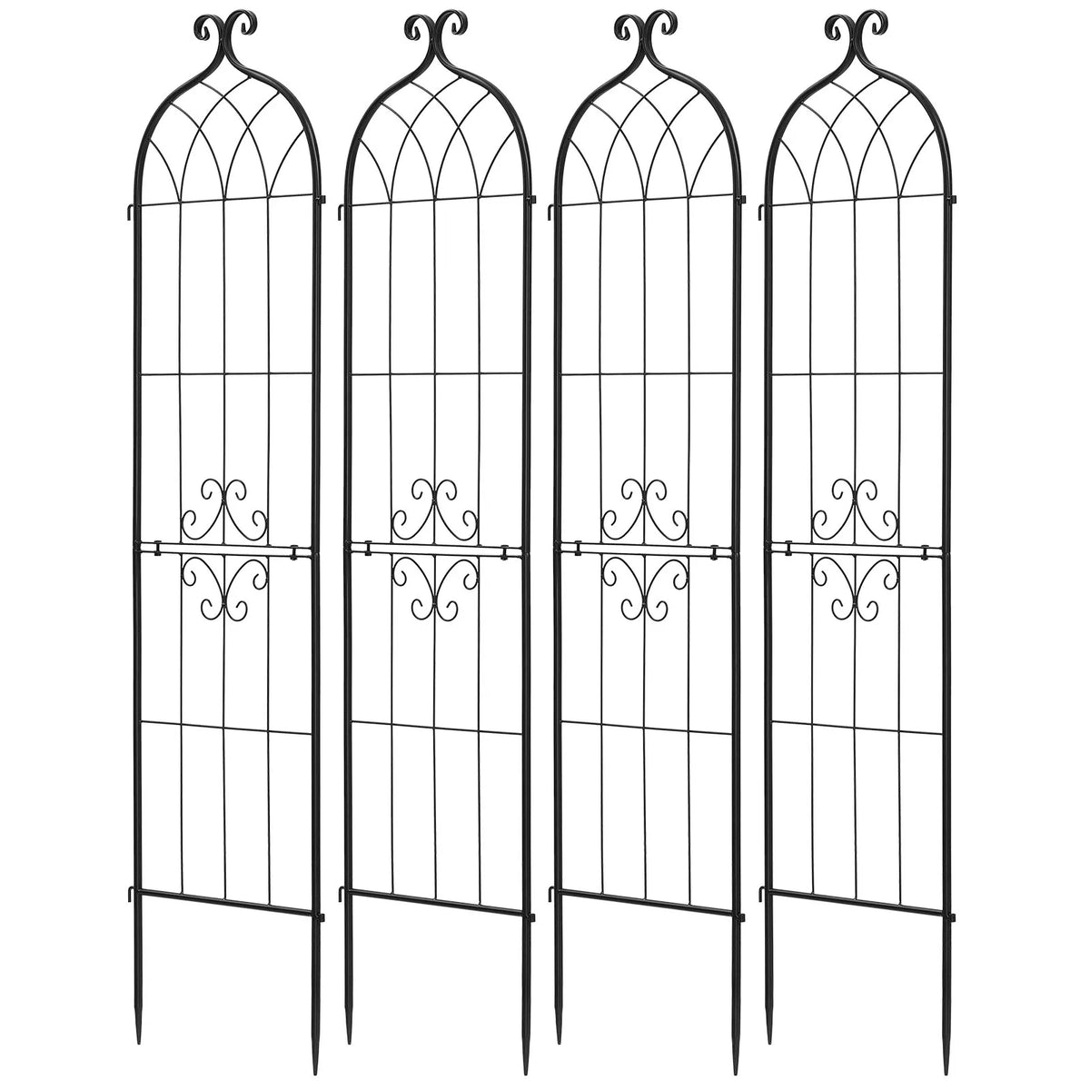 VEVOR dārza režģis augiem 152 × 40,5 cm, 4 gab., pulverkrāsots metāla režģis ar ērtu savienošanas konstrukciju, augu balsts ziediem, dārzeņiem un rozēm - ZEMLETES.LV
