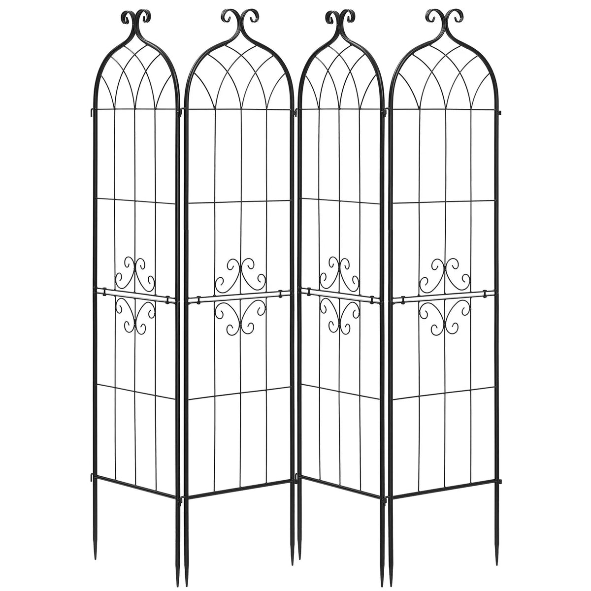 VEVOR dārza režģis augiem 152 × 40,5 cm, 4 gab., pulverkrāsots metāla režģis ar ērtu savienošanas konstrukciju, augu balsts ziediem, dārzeņiem un rozēm - ZEMLETES.LV