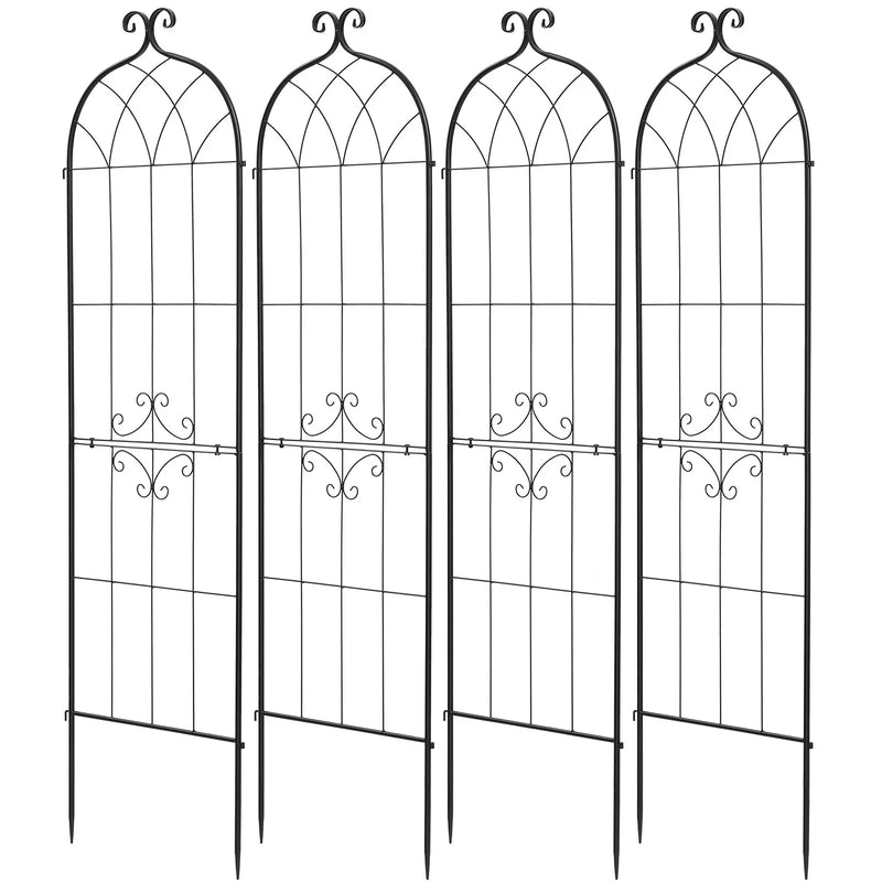 VEVOR dārza režģis augiem 4 gab., 180 x 52,5 cm rožu un ziedu balsts ar pulverkrāsotu pārklājumu un savienojamu konstrukciju, augu atbalsta režģis ziediem, dārzeņiem un rozēm - ZEMLETES.LV