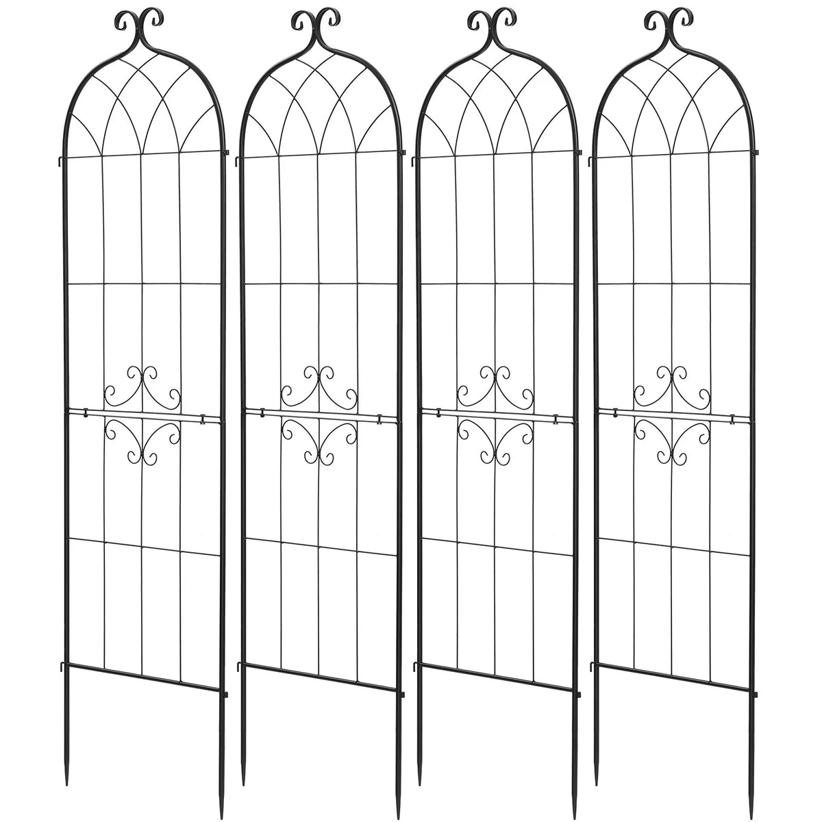 VEVOR dārza režģis augiem 4 gab., 180 x 52,5 cm rožu un ziedu balsts ar pulverkrāsotu pārklājumu un savienojamu konstrukciju, augu atbalsta režģis ziediem, dārzeņiem un rozēm - ZEMLETES.LV