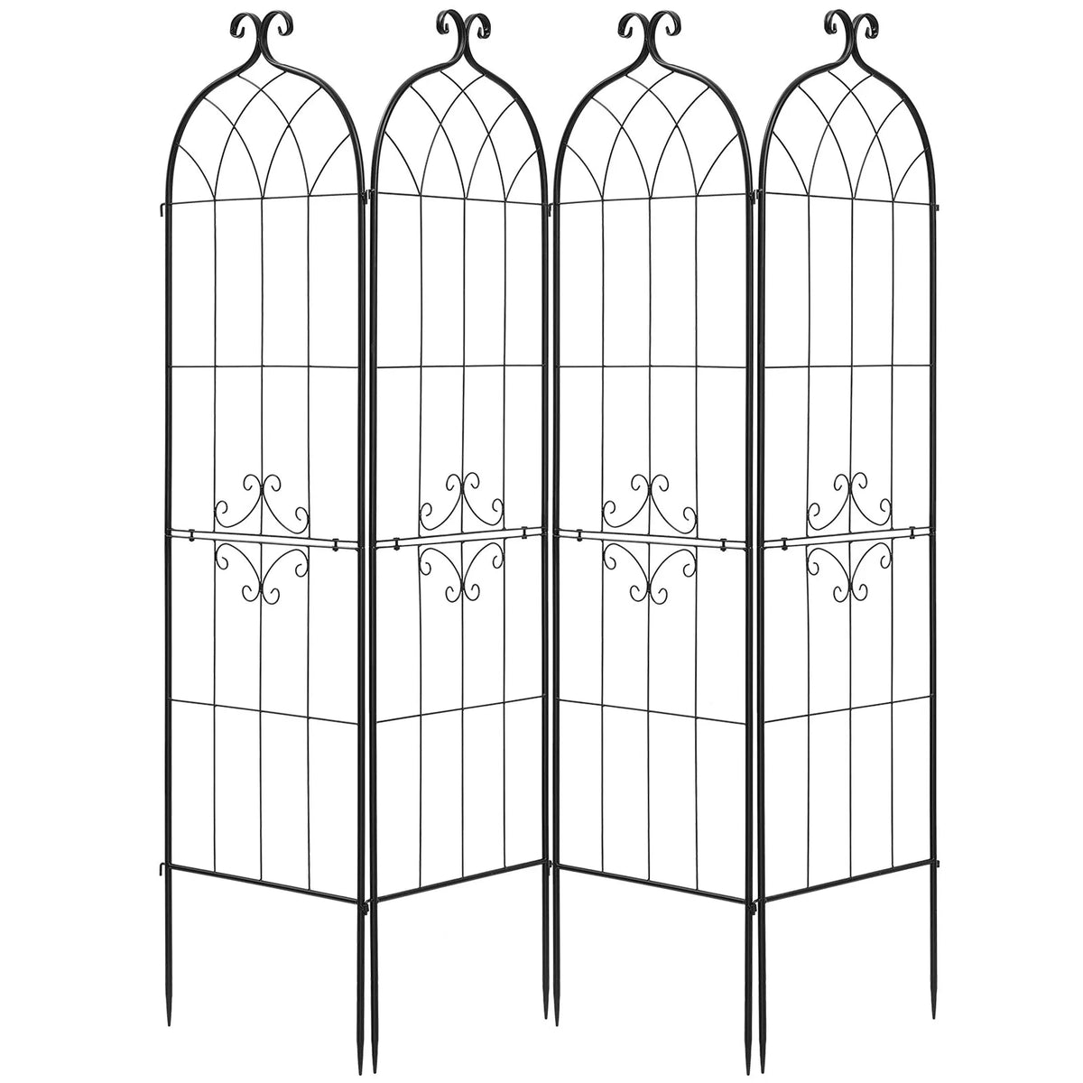 VEVOR dārza režģis augiem 4 gab., 180 x 52,5 cm rožu un ziedu balsts ar pulverkrāsotu pārklājumu un savienojamu konstrukciju, augu atbalsta režģis ziediem, dārzeņiem un rozēm - ZEMLETES.LV