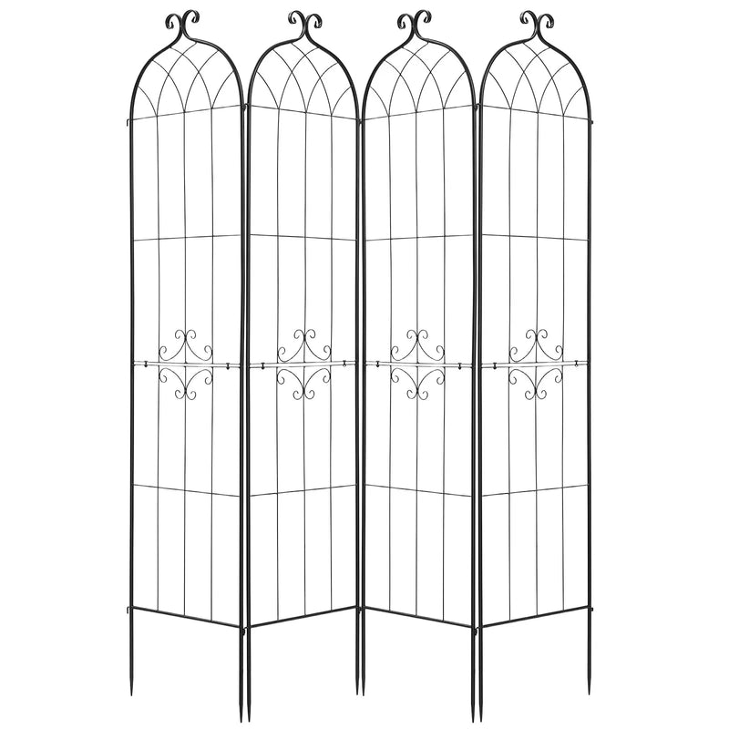 VEVOR dārza režģis augiem 220 × 52,5 cm, 4 gab., pulverkrāsots metāla režģis ar ērtu savienošanas konstrukciju, augu balsts ziediem, dārzeņiem un rozēm - ZEMLETES.LV
