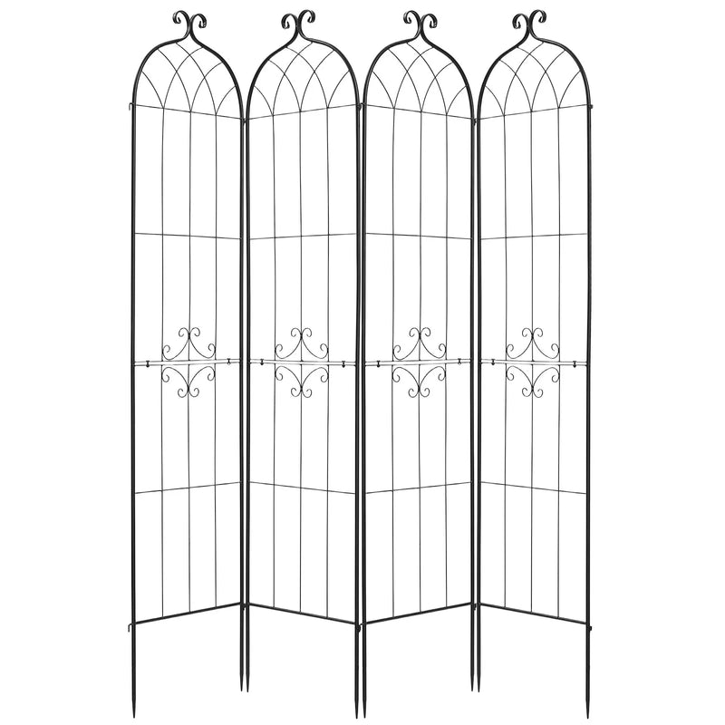 VEVOR dārza režģis augiem 220 × 52,5 cm, 4 gab., pulverkrāsots metāla režģis ar ērtu savienošanas konstrukciju, augu balsts ziediem, dārzeņiem un rozēm - ZEMLETES.LV