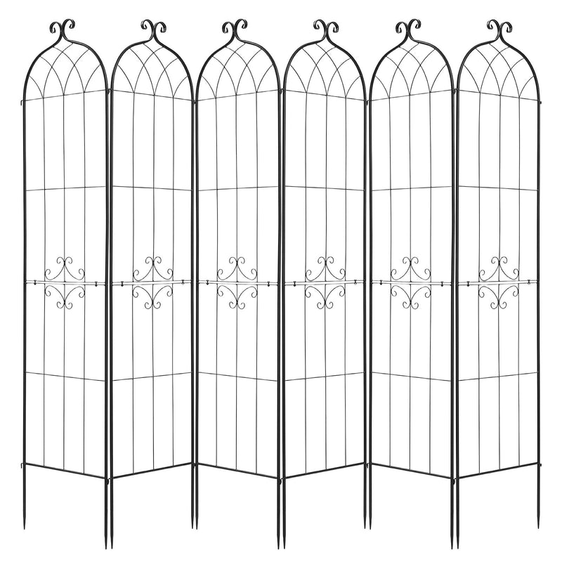 VEVOR dārza režģis augiem 6 gab., 220 x 52,5 cm rožu un ziedu balsts ar pulverkrāsotu pārklājumu un savienojamu konstrukciju, augu atbalsta režģis ziediem, dārzeņiem un rozēm - ZEMLETES.LV