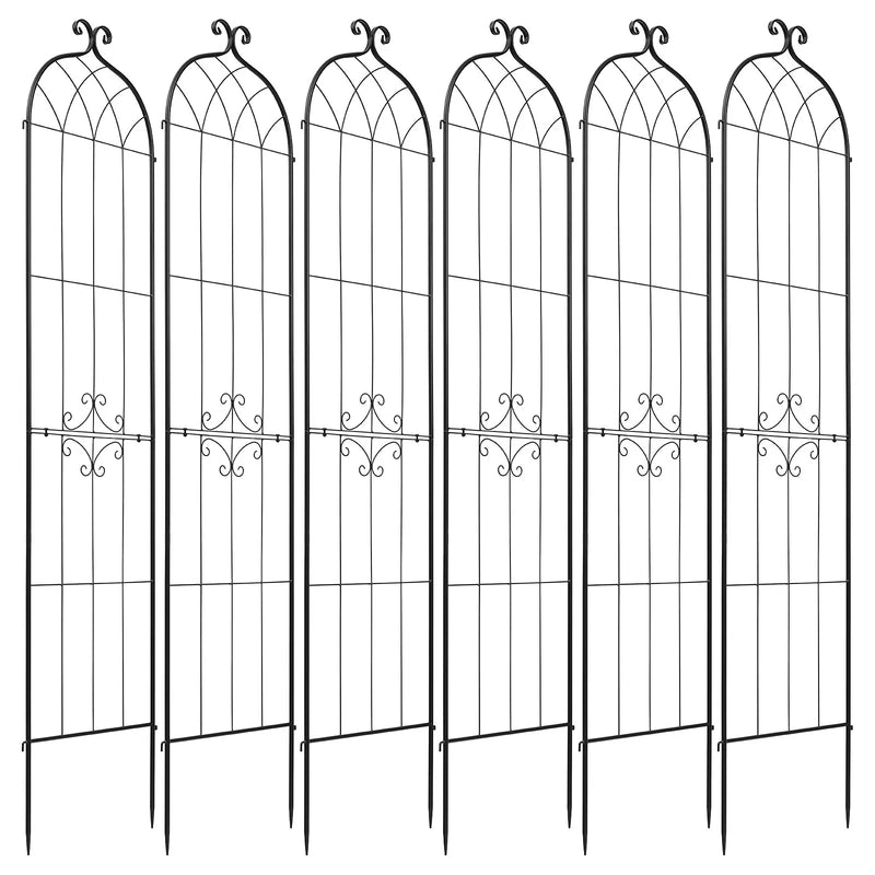 VEVOR dārza režģis augiem 6 gab., 220 x 52,5 cm rožu un ziedu balsts ar pulverkrāsotu pārklājumu un savienojamu konstrukciju, augu atbalsta režģis ziediem, dārzeņiem un rozēm - ZEMLETES.LV