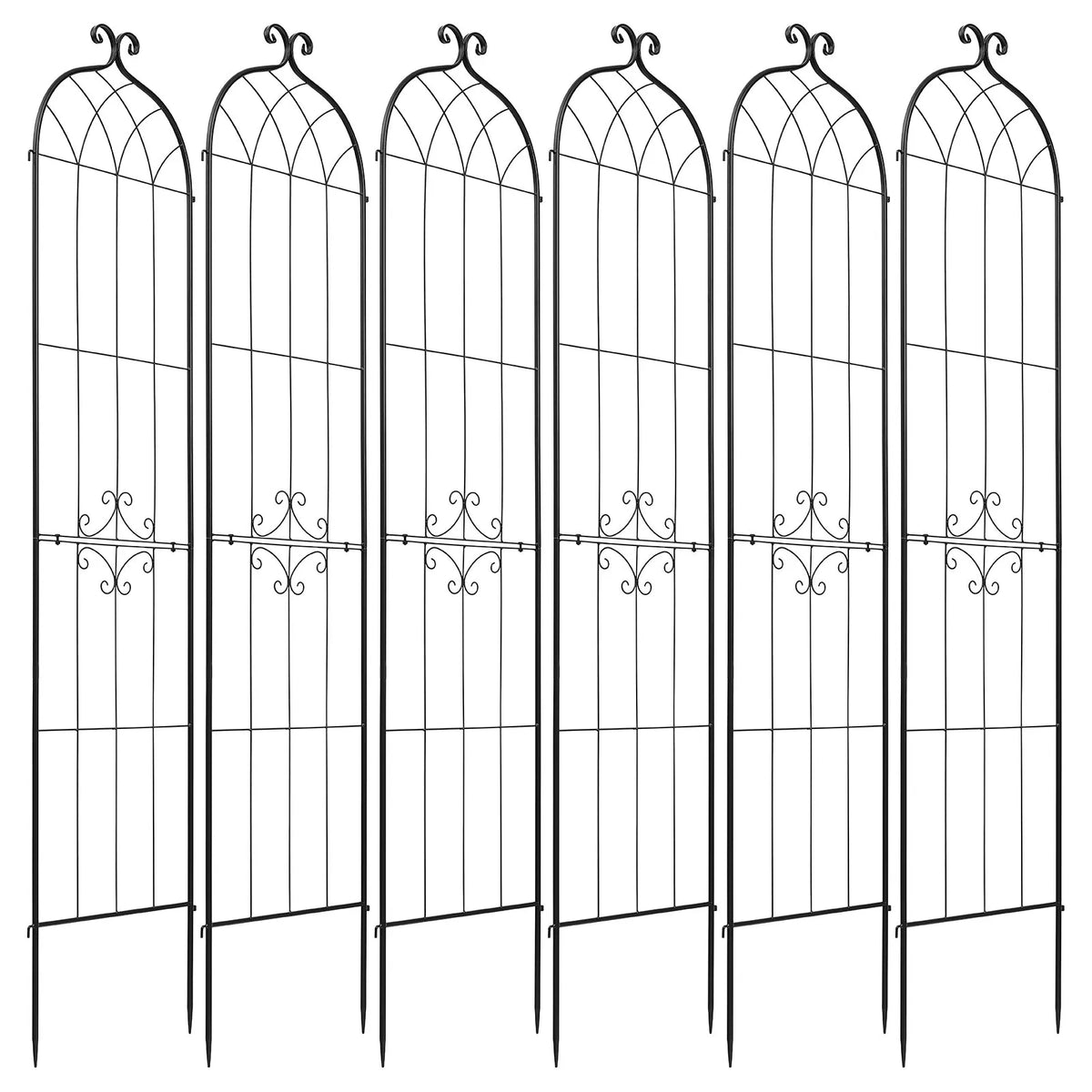 VEVOR dārza režģis augiem 6 gab., 220 x 52,5 cm rožu un ziedu balsts ar pulverkrāsotu pārklājumu un savienojamu konstrukciju, augu atbalsta režģis ziediem, dārzeņiem un rozēm - ZEMLETES.LV