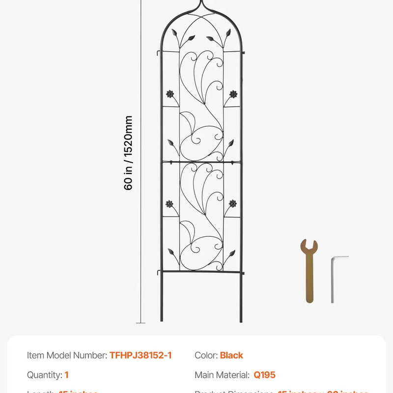 Metāla dārza režģis vīteņaugu atbalstam, 152 × 38 см, pretrūsas