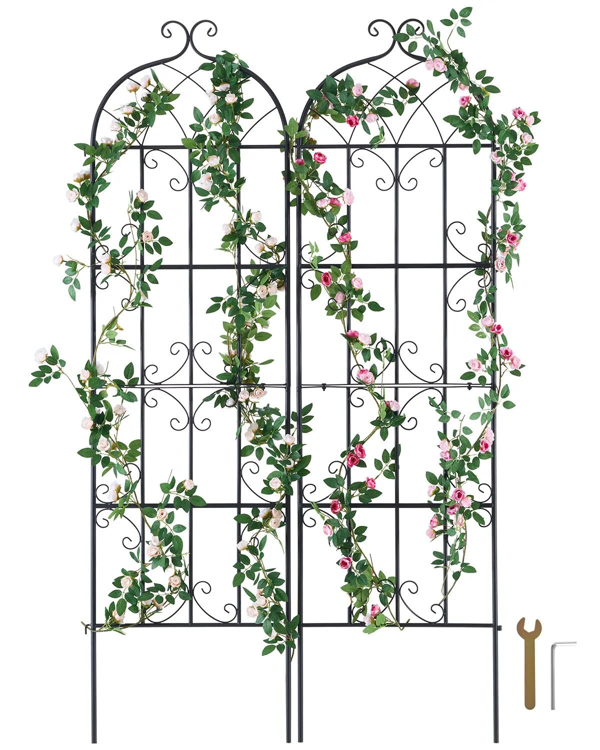 VEVOR Garden Trellis for Climbing Plants 180 × 50.8 cm, 2 pcs, Rust-Resistant Metal Garden Trellis for Roses, Clematis and Cucumbers, Decorative Plant Support for Garden, Patio and Lawn