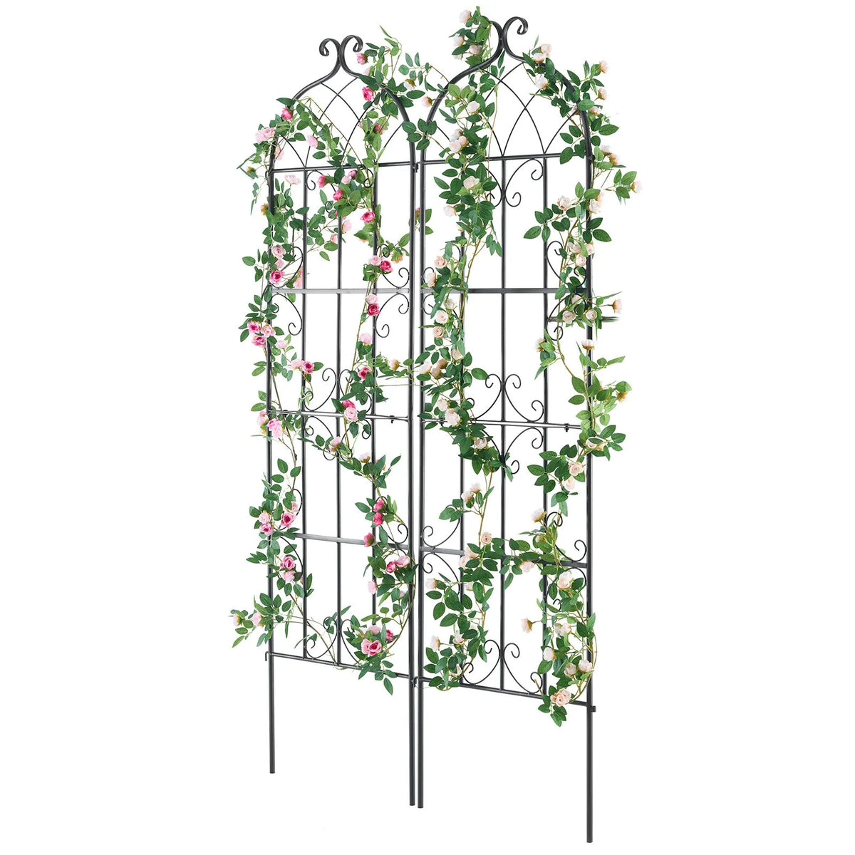 VEVOR Garden Trellis for Climbing Plants 180 × 50.8 cm, 2 pcs, Rust-Resistant Metal Garden Trellis for Roses, Clematis and Cucumbers, Decorative Plant Support for Garden, Patio and Lawn