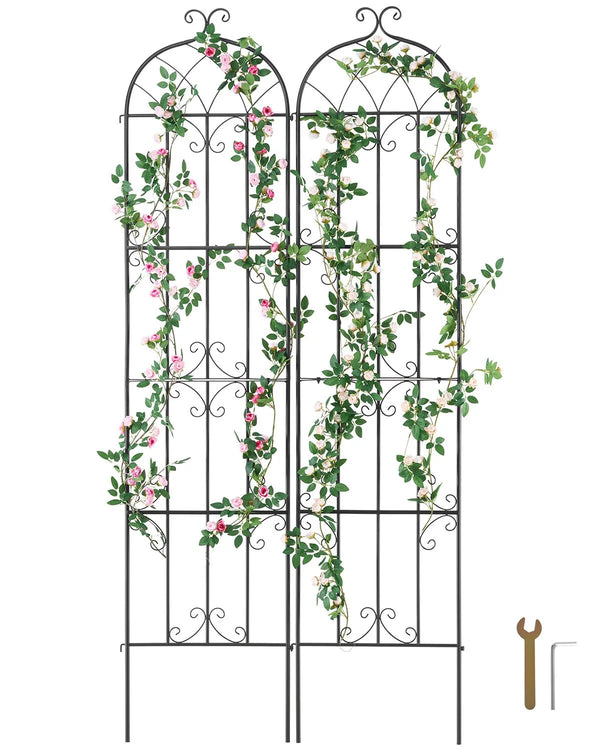 2 gab. metāla dārza režģi vīteņaugu atbalstam, 221 × 51 cm, pretrūsas