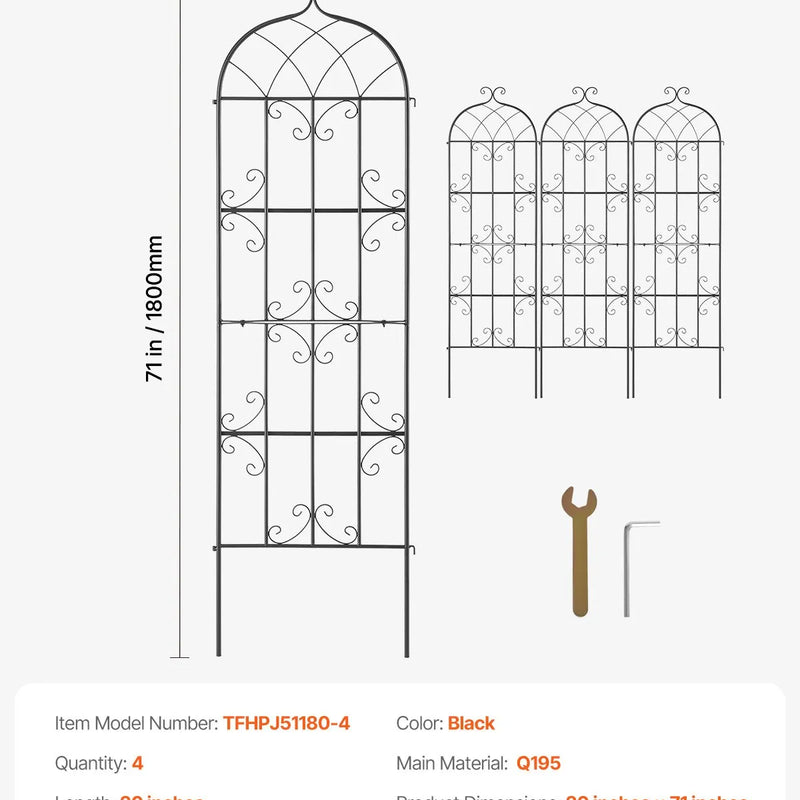 4 габ. метала дарза режги витенаугу атбалстам, 180 × 51 см, pretrūsas